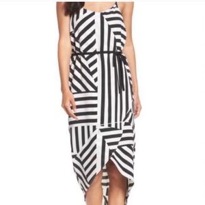 Felicity & Coco Black and White Striped Midi Dress